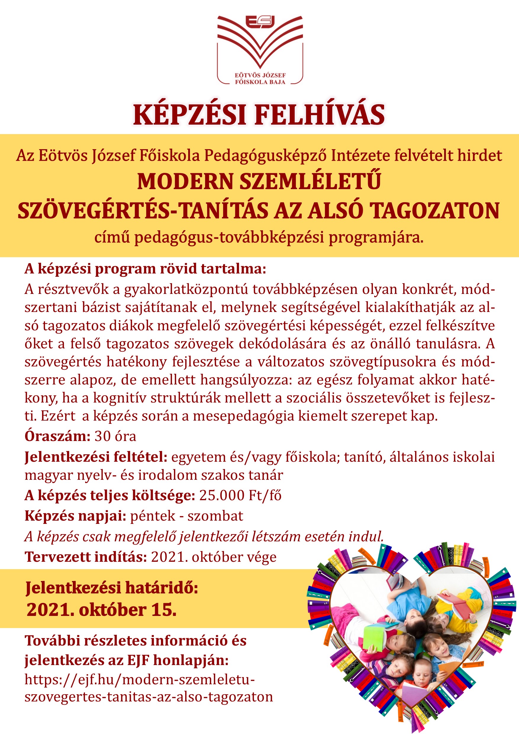 A képzést hirdető plakát.